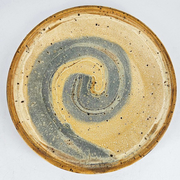 Studio Art Pottery signed JRW M Stoneware boho blue beige plates 2 boho - Picture 2 of 4